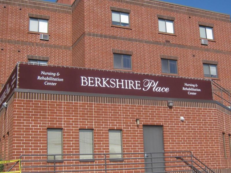 striped awnings outside of commercial building