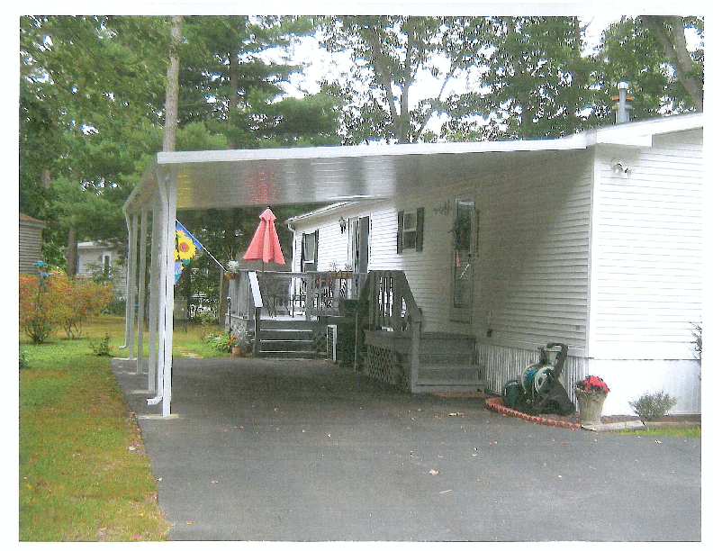 striped awnings outside of commercial building
